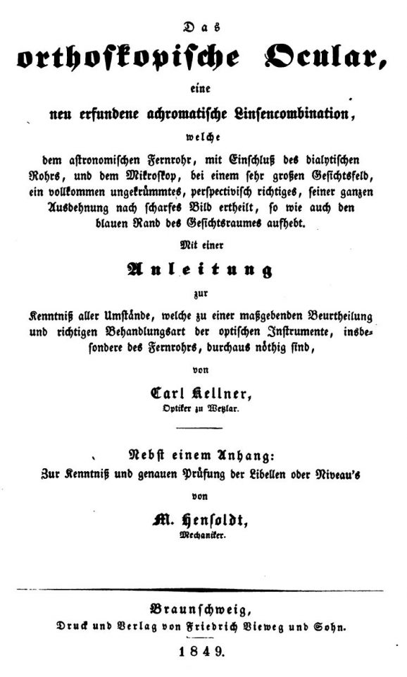 Carl Kellern Das orthoskopische Ocular Carl Kellern Das orthoskopische Ocular